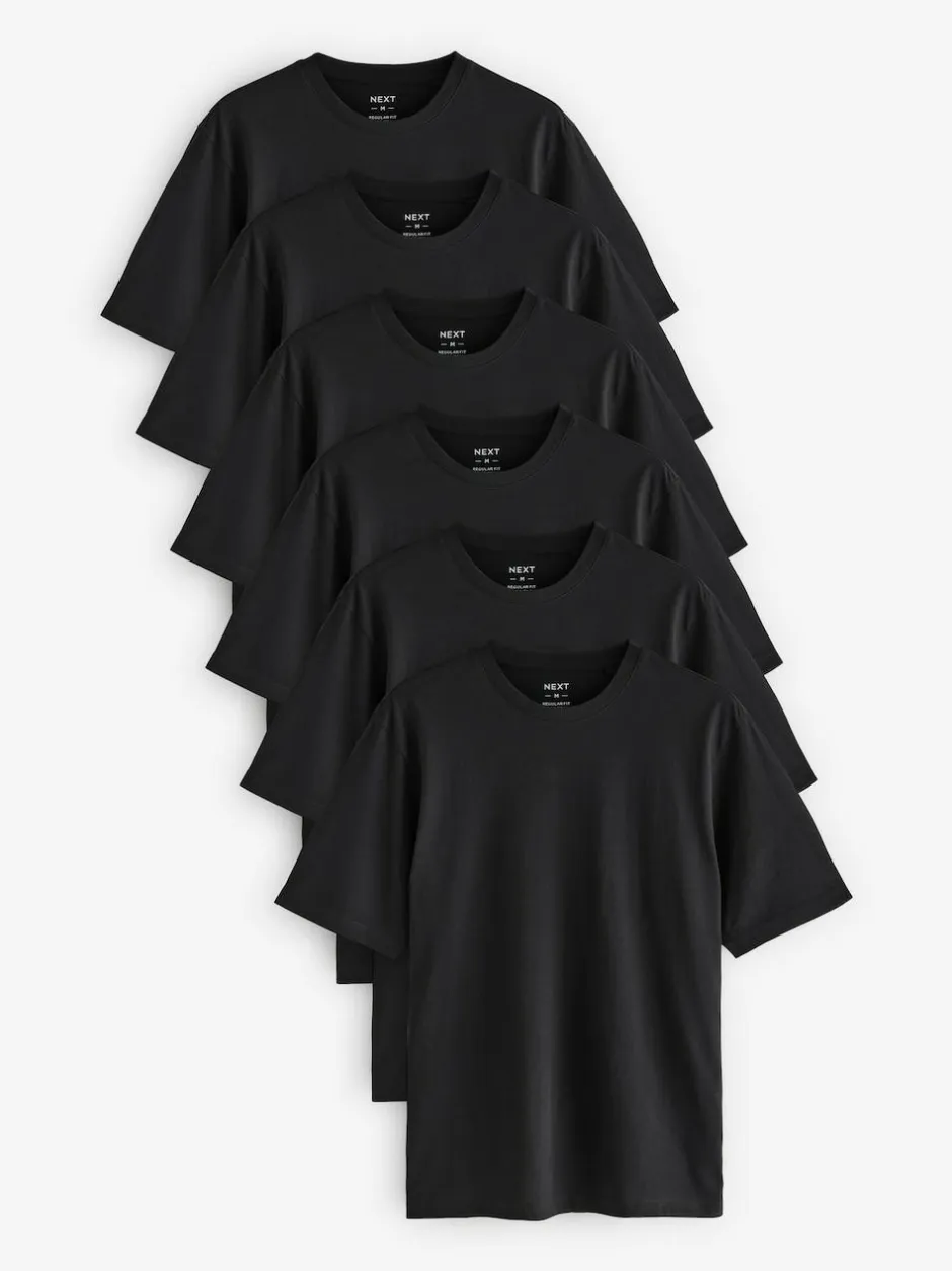 Next Black Regular Fit Essential Cotton T-Shirts 6 Pack Best