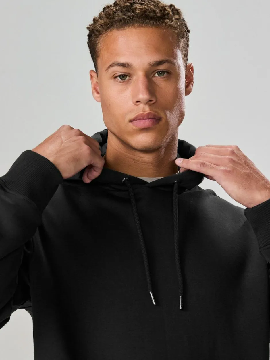 Next Black Regular Fit Heavyweight Cotton Rich Jersey Hoodie Hot