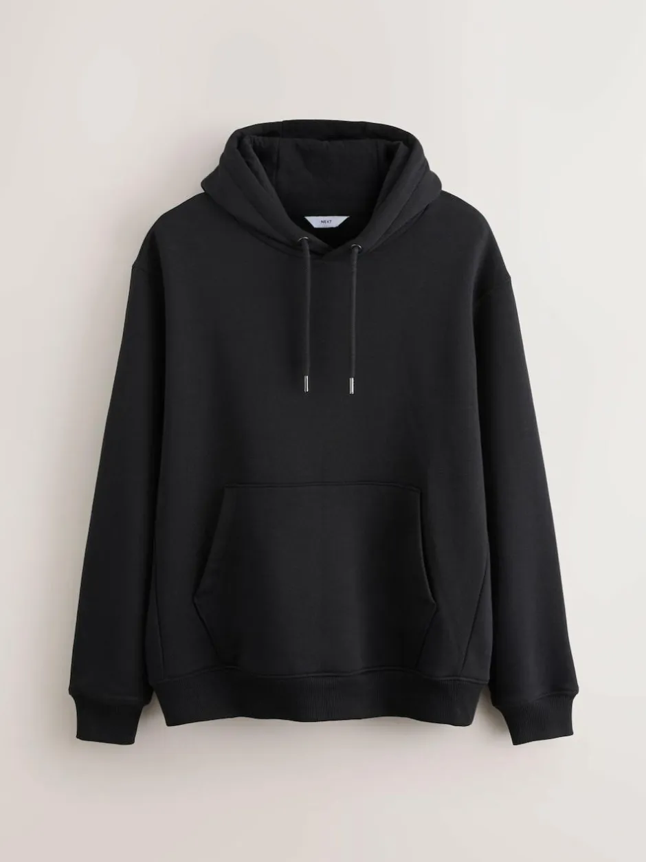 Next Black Regular Fit Heavyweight Cotton Rich Jersey Hoodie Hot