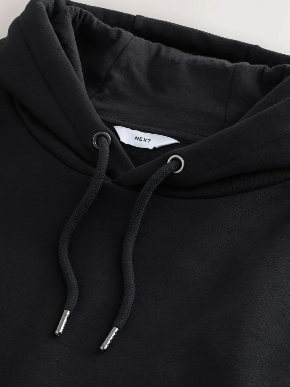 Next Black Regular Fit Heavyweight Cotton Rich Jersey Hoodie Hot