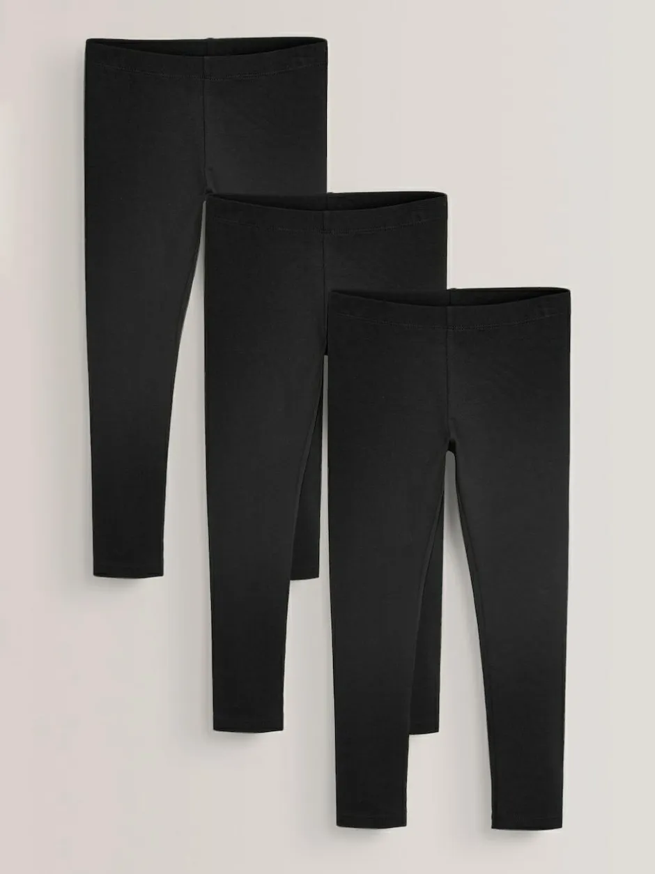 Next Black Regular Fit Leggings 3 Pack (3-16yrs) Best