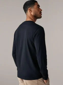 Next Black Regular Fit Long Sleeve Crew Neck T-Shirt