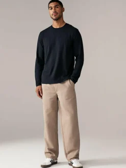 Next Black Regular Fit Long Sleeve Crew Neck T-Shirt