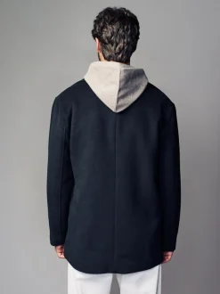 Next Regular Fit N.Premium Soft Touch Peacoat with Wool Black Discount