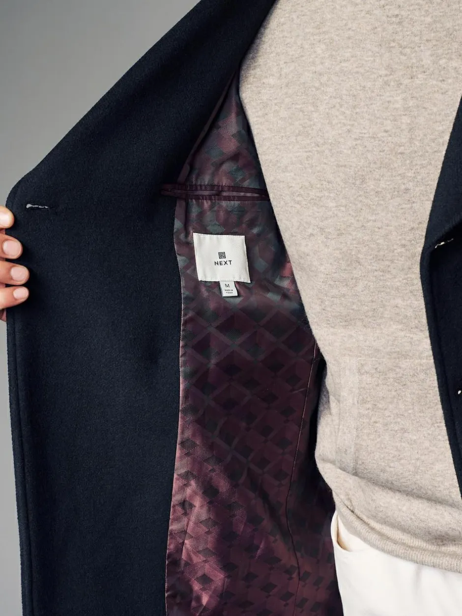 Next Regular Fit N.Premium Soft Touch Peacoat with Wool Black Discount