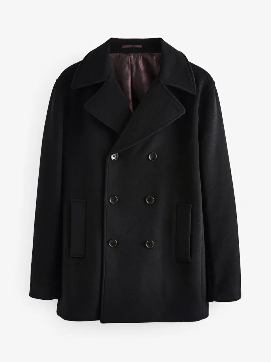 Next Regular Fit N.Premium Soft Touch Peacoat with Wool Black Discount
