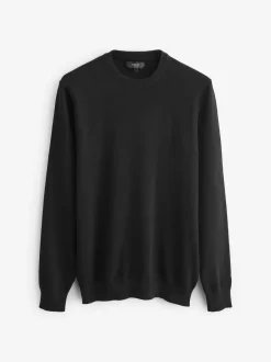 Next Regular Fit Pure Cotton Crew Jumper Black Discount
