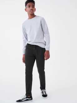 Next Regular Fit Rib Waist Pull-On Trousers (3-16yrs) Black Sale