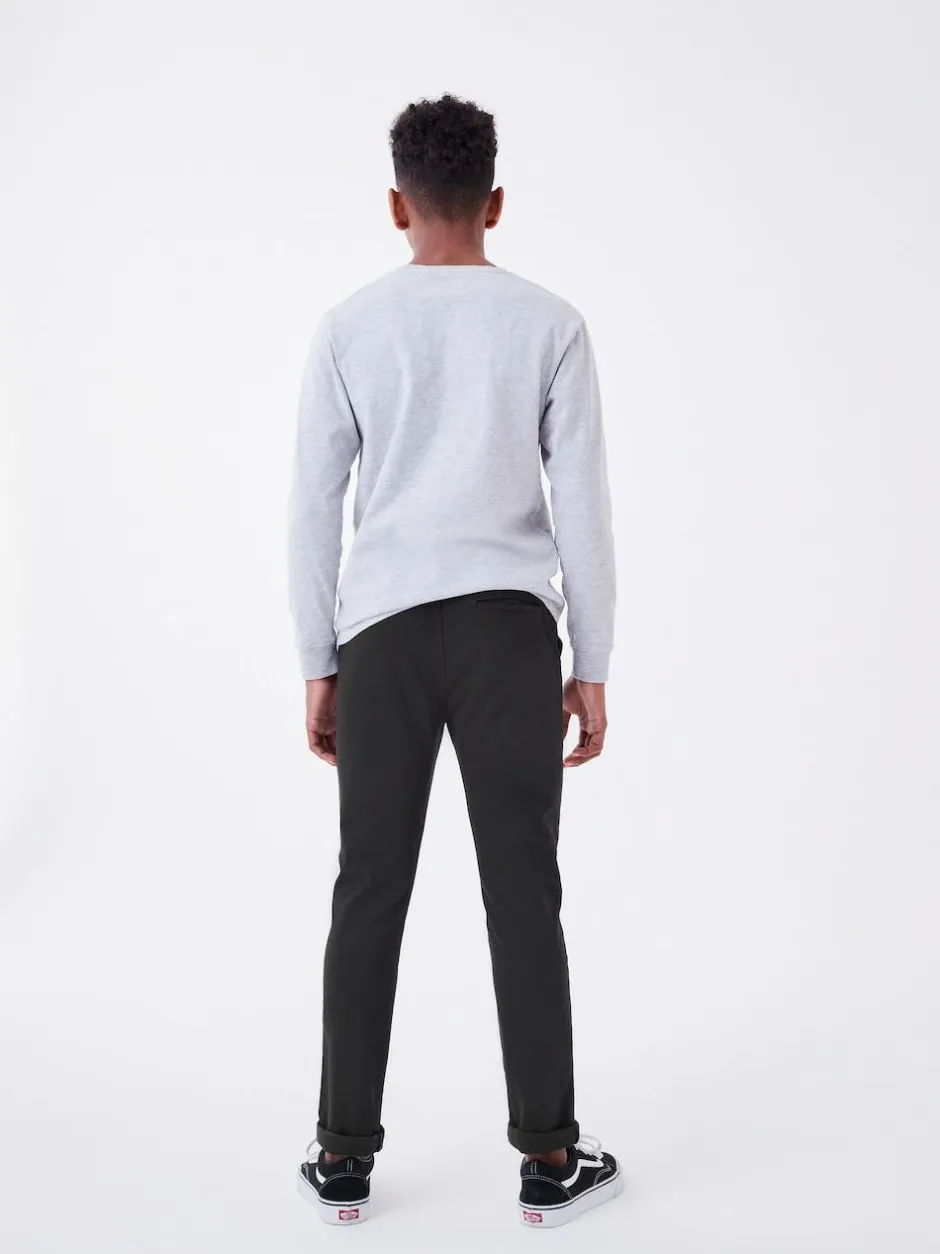 Next Regular Fit Rib Waist Pull-On Trousers (3-16yrs) Black Sale