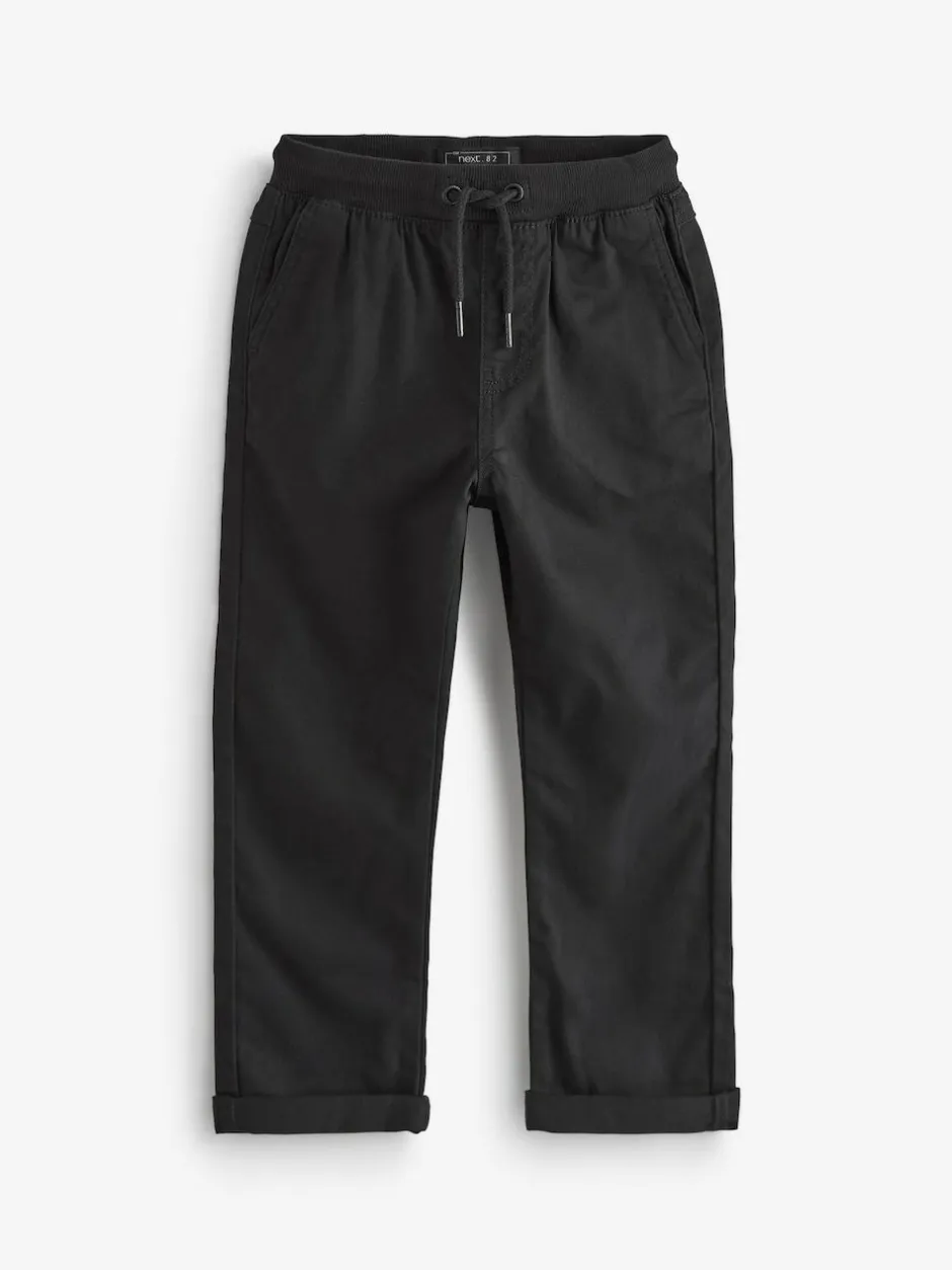 Next Regular Fit Rib Waist Pull-On Trousers (3-16yrs) Black Sale