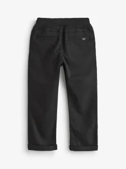 Next Regular Fit Rib Waist Pull-On Trousers (3-16yrs) Black Sale