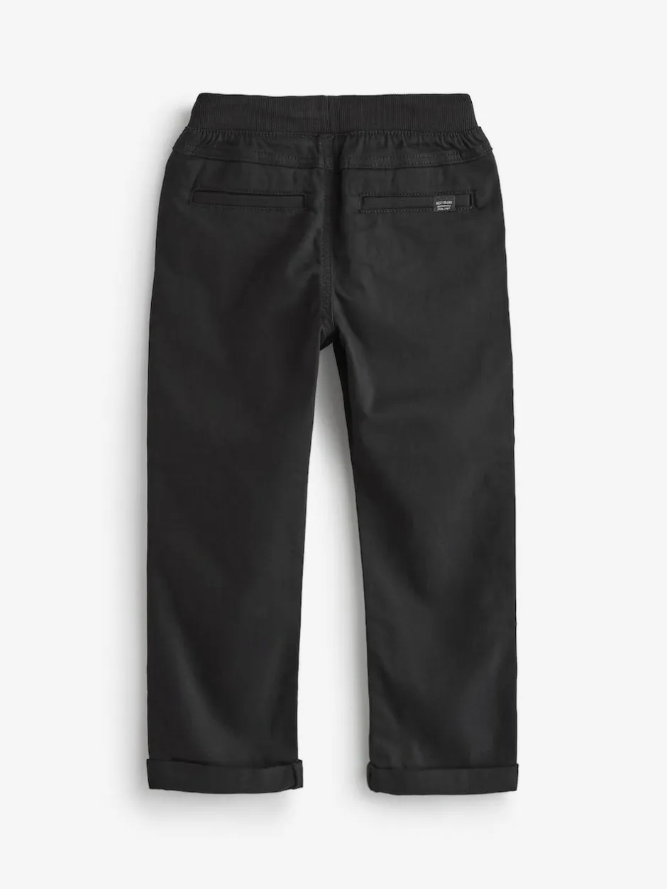 Next Regular Fit Rib Waist Pull-On Trousers (3-16yrs) Black Sale