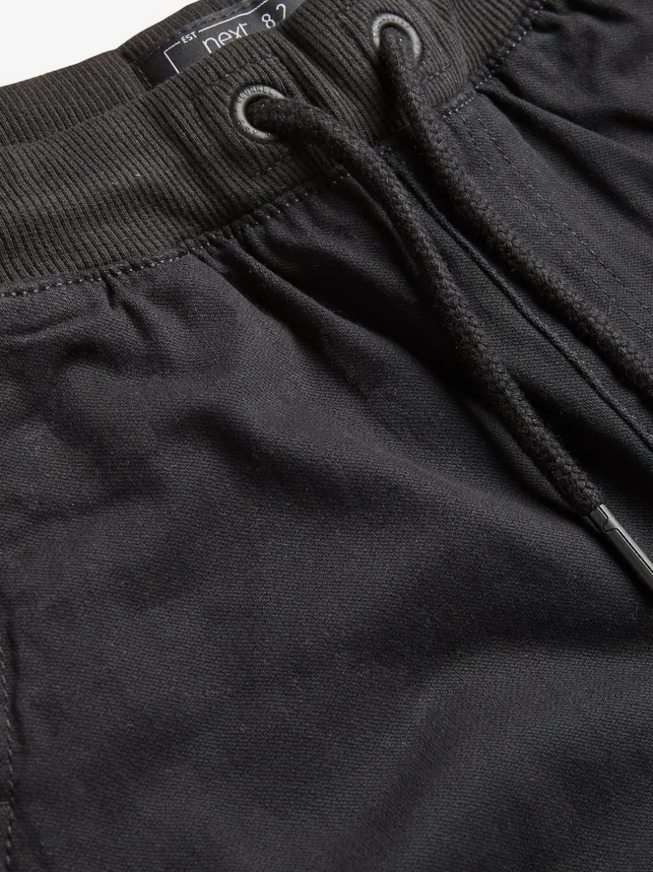 Next Regular Fit Rib Waist Pull-On Trousers (3-16yrs) Black Sale
