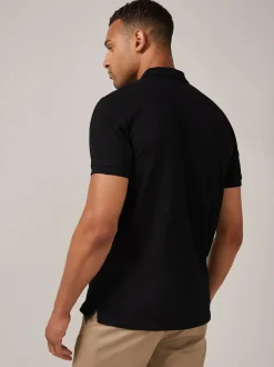 Next Black Regular Fit Short Sleeve Pique Polo Shirt Sale