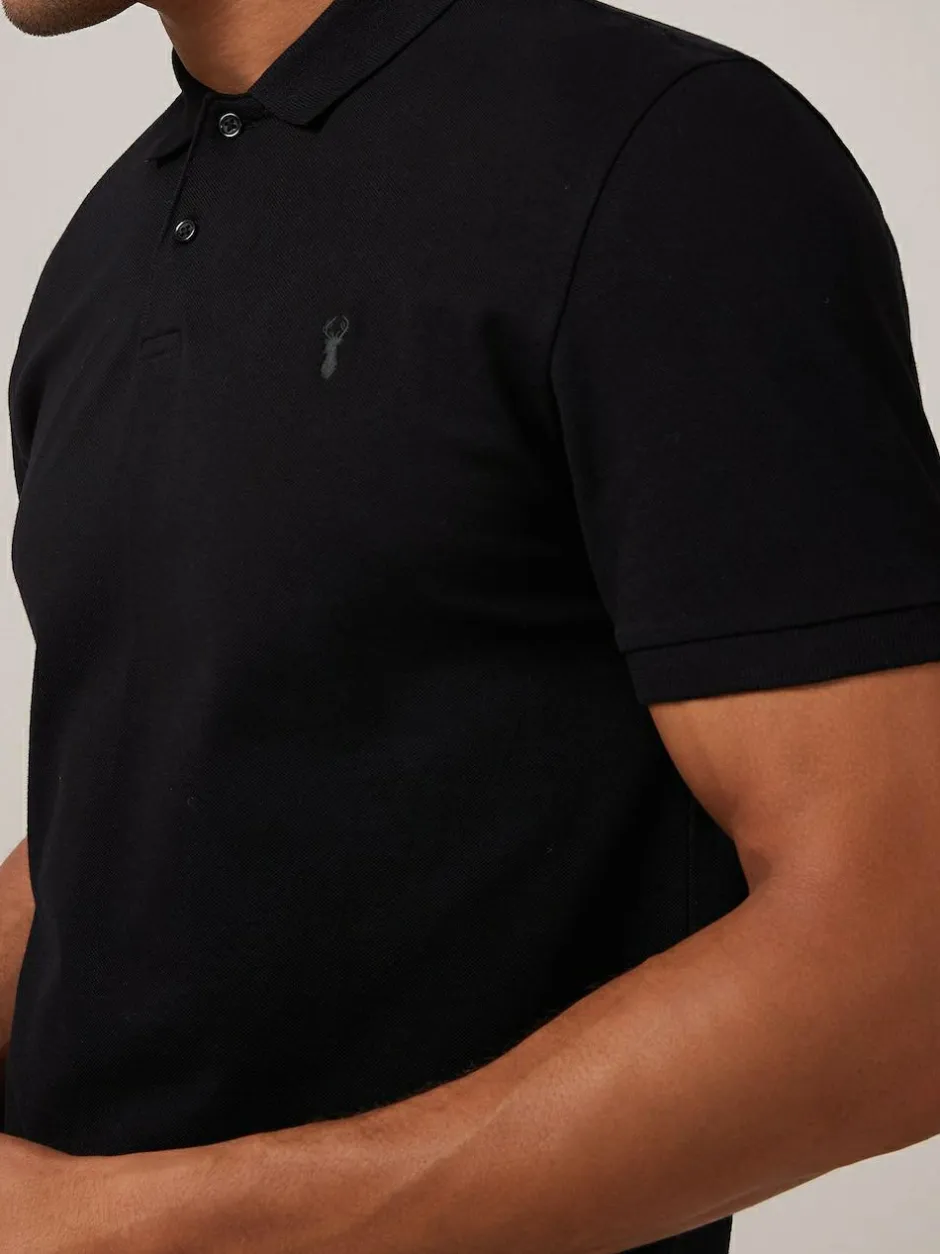 Next Black Regular Fit Short Sleeve Pique Polo Shirt Sale