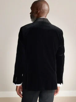 Next Regular Fit Signature Pontoglio Italian Velvet Blazer With Shawl Lapel Black Hot