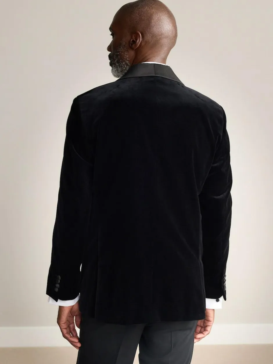 Next Regular Fit Signature Pontoglio Italian Velvet Blazer With Shawl Lapel Black Hot