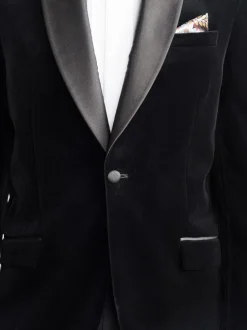 Next Regular Fit Signature Pontoglio Italian Velvet Blazer With Shawl Lapel Black Hot
