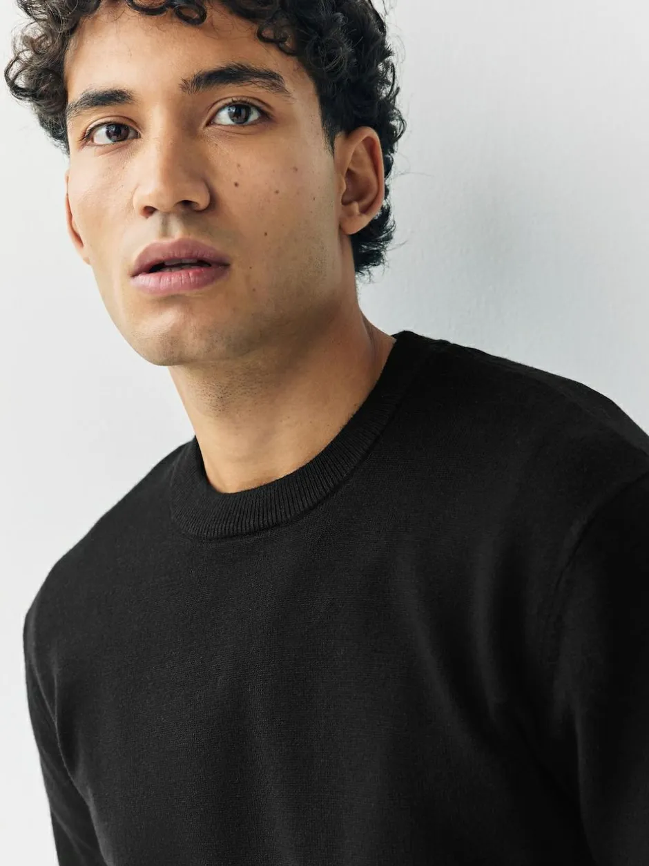 Next Black Regular Fit Soft Touch Crew Neck Jumpers 2 Pack