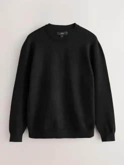 Next Black Regular Fit Soft Touch Crew Neck Jumpers 2 Pack