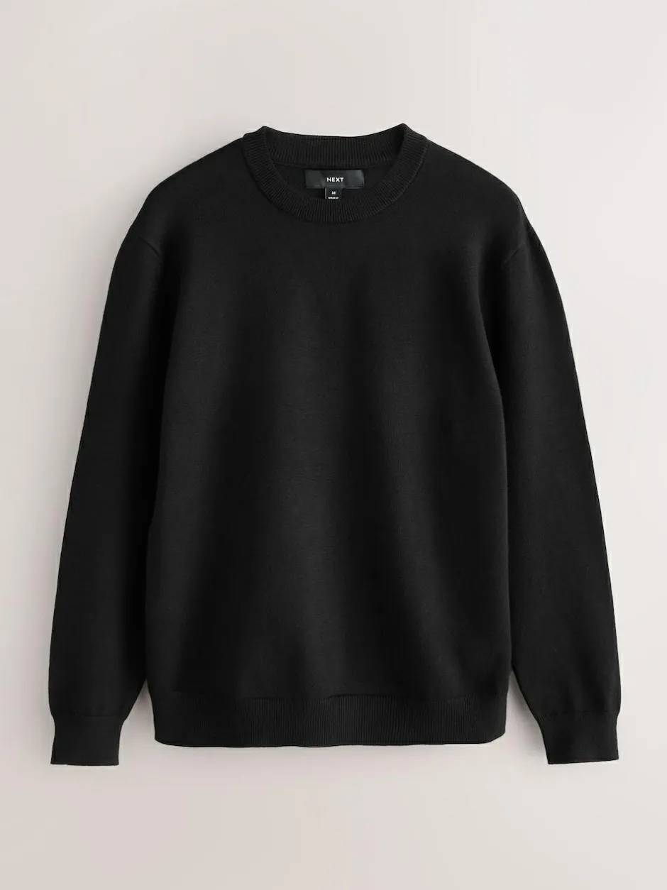 Next Black Regular Fit Soft Touch Crew Neck Jumpers 2 Pack