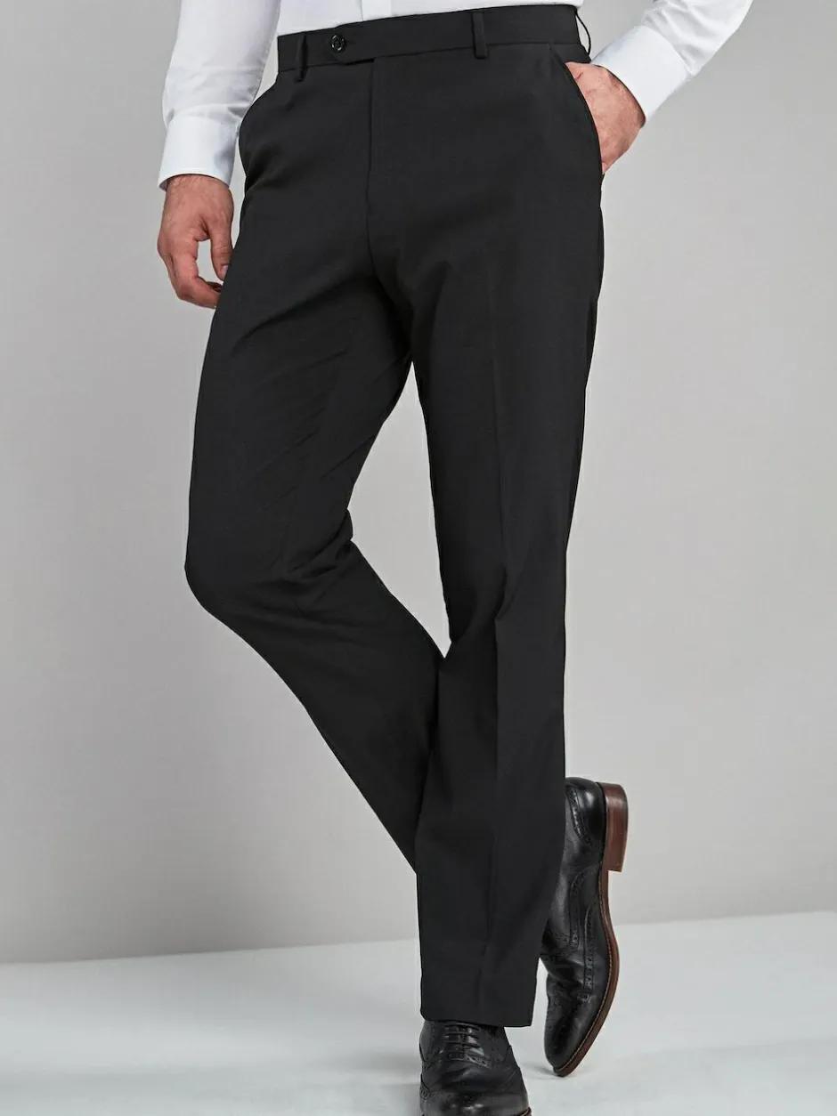 Next Black Regular Fit Stretch Smart Trousers Sale