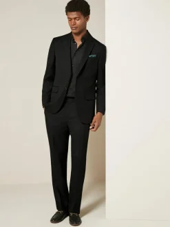 Next Black Regular Fit Textured Suit Trousers Outlet