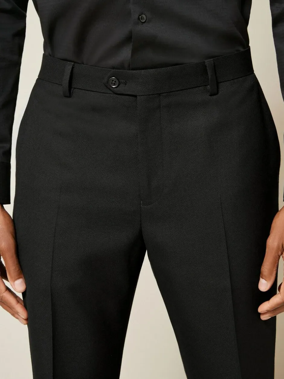 Next Black Regular Fit Textured Suit Trousers Outlet