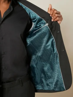 Next Black Regular Fit Textured Suit Jacket