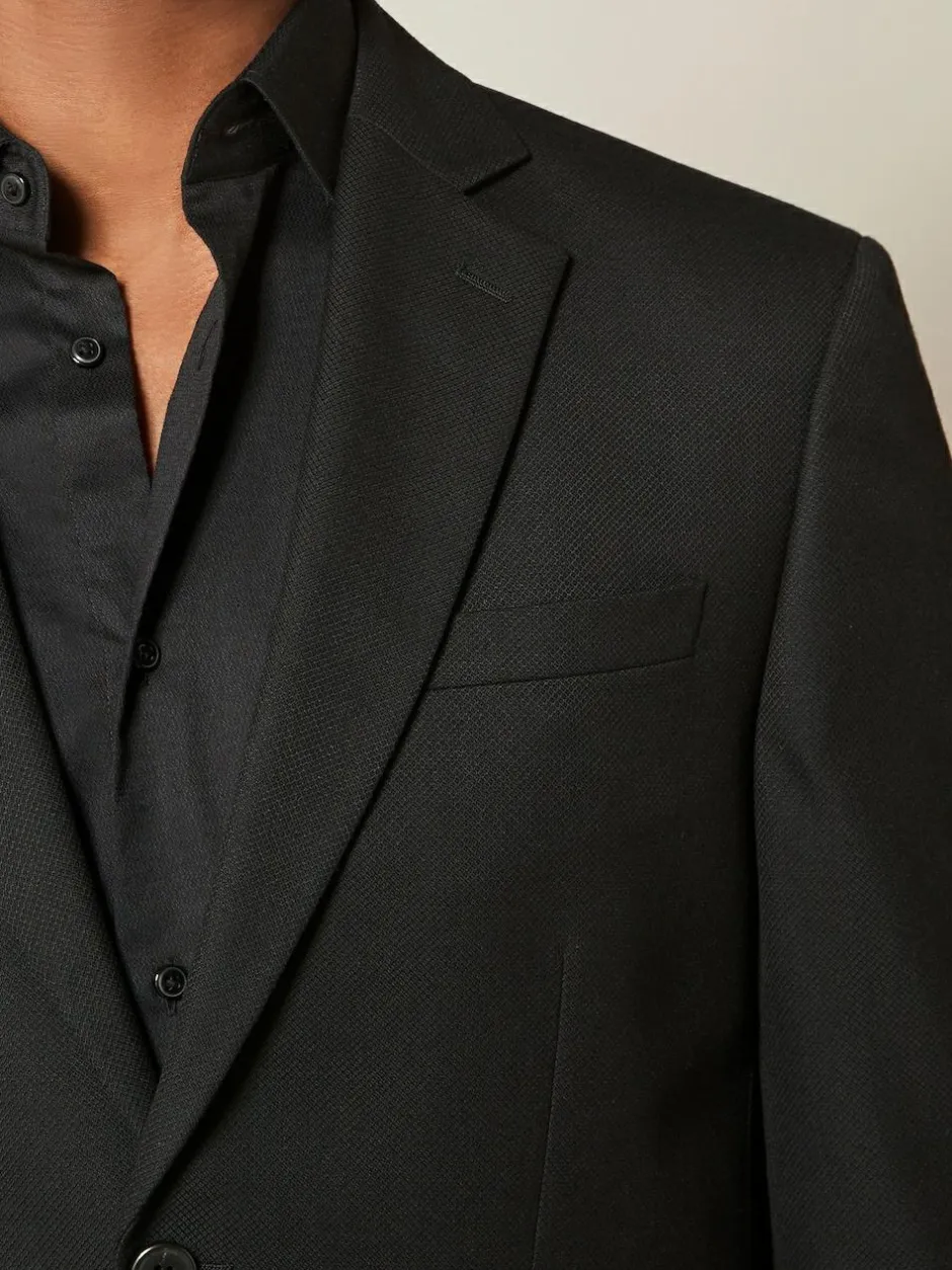 Next Black Regular Fit Textured Suit Jacket