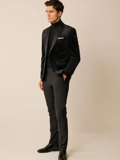 Next Regular Fit Velvet Blazer Black Hot