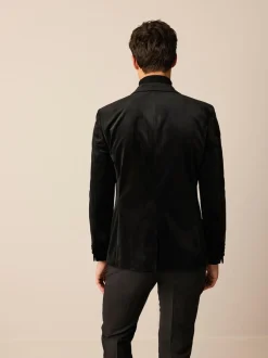 Next Regular Fit Velvet Blazer Black Hot