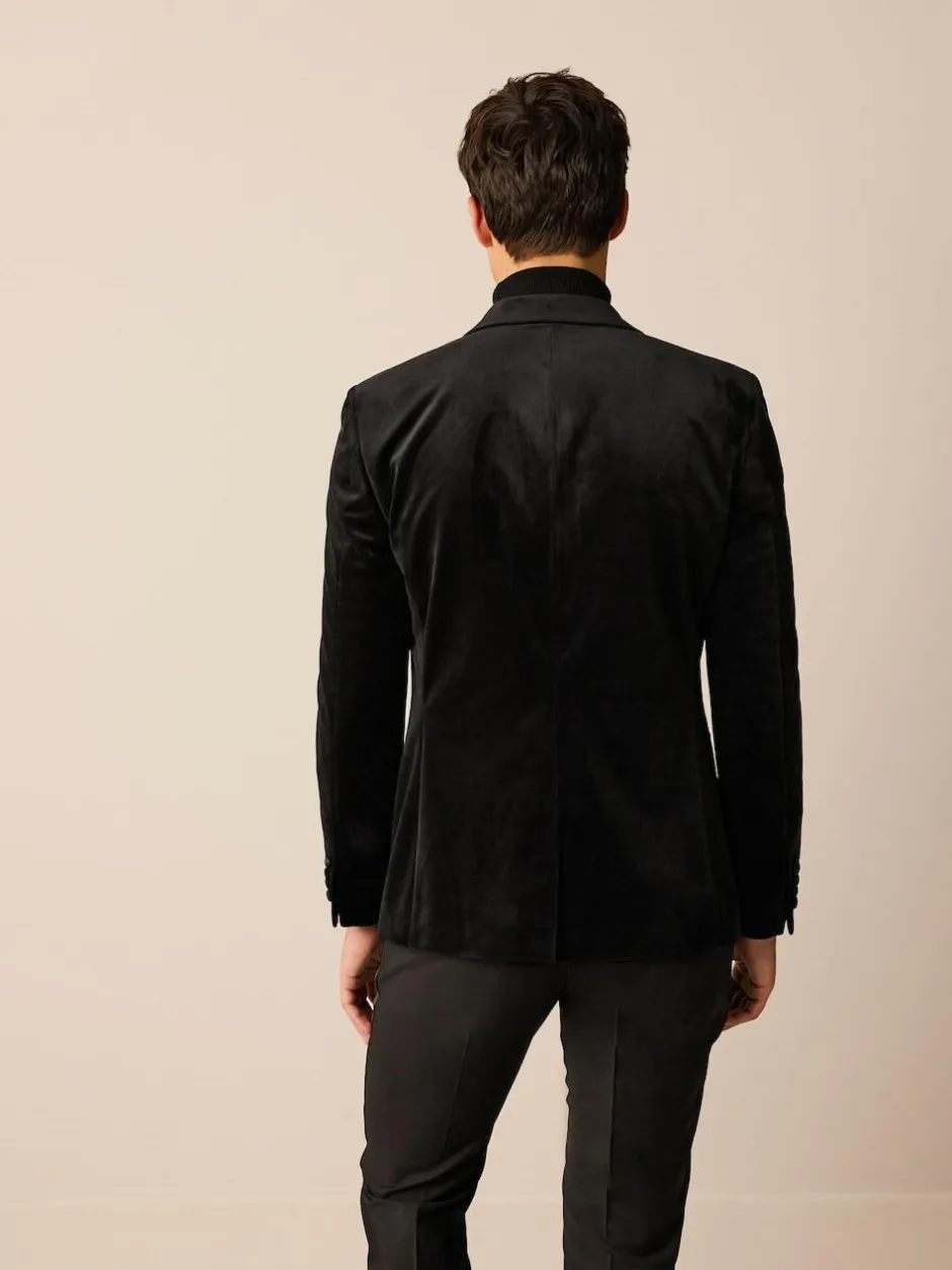 Next Regular Fit Velvet Blazer Black Hot