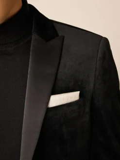 Next Regular Fit Velvet Blazer Black Hot