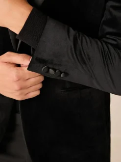 Next Regular Fit Velvet Blazer Black Hot