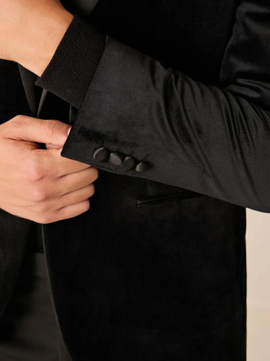 Next Regular Fit Velvet Blazer Black Hot