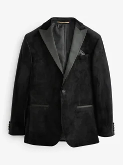 Next Regular Fit Velvet Blazer Black Hot
