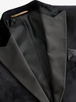 Next Regular Fit Velvet Blazer Black Hot