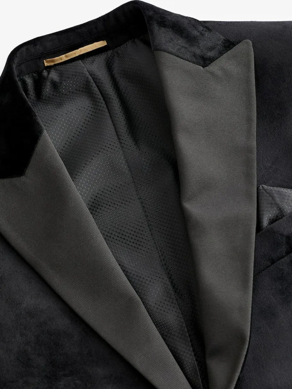 Next Regular Fit Velvet Blazer Black Hot