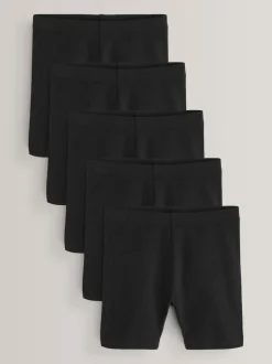 Next Regular Length 5 Pack Cotton Rich Stretch Cycle Shorts (3-16yrs) Black Clearance