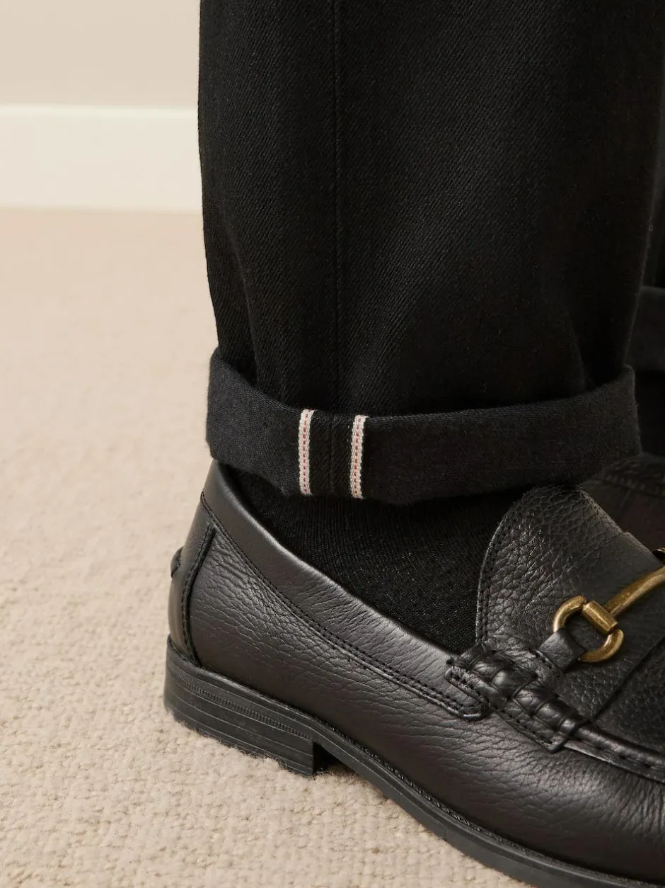 Next Regular Tapered Fit Signature Selvedge Denim Jeans Black