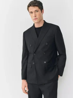 Next Black Relaxed Fit Double Breasted Tuxedo Suit Jacket Hot