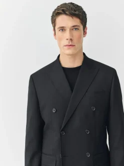 Next Black Relaxed Fit Double Breasted Tuxedo Suit Jacket Hot