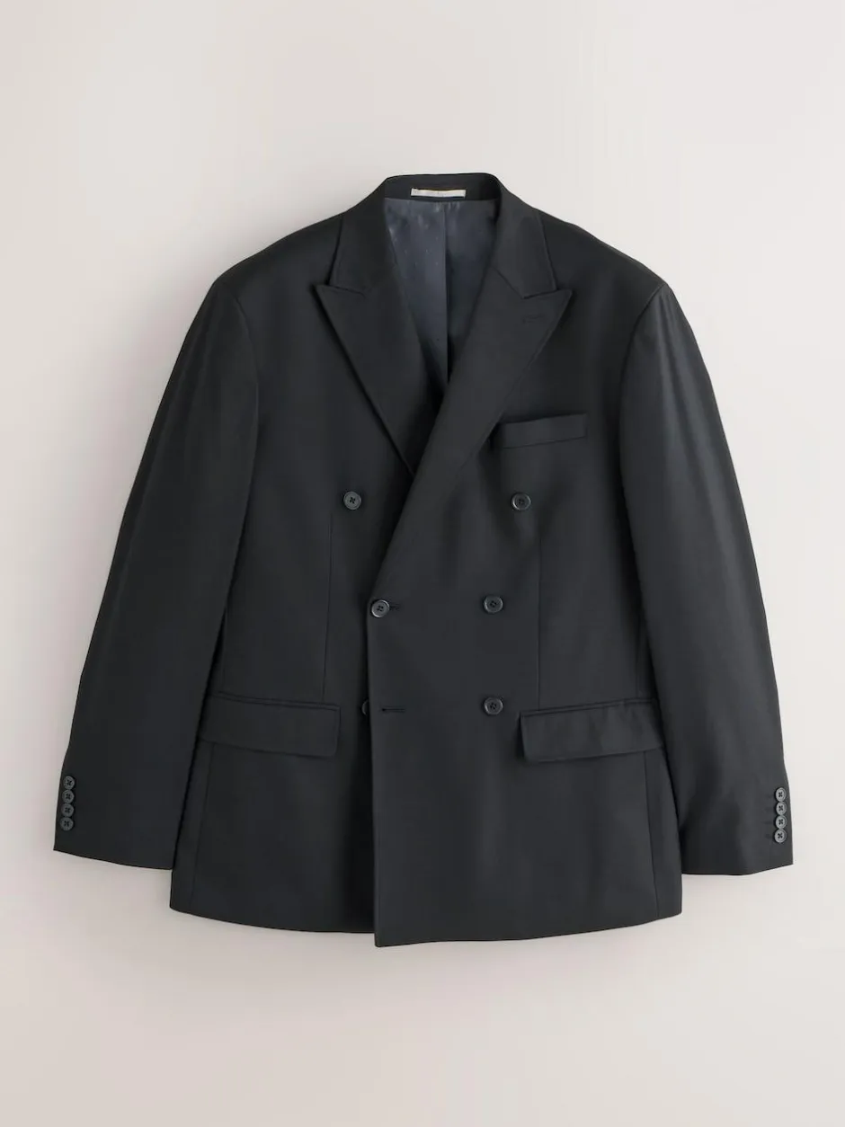 Next Black Relaxed Fit Double Breasted Tuxedo Suit Jacket Hot
