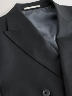 Next Black Relaxed Fit Double Breasted Tuxedo Suit Jacket Hot