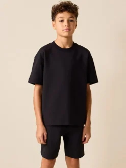 Next Relaxed Fit Heavyweight T-Shirt and Shorts Set (3-16yrs) Black Best
