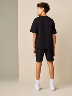 Next Relaxed Fit Heavyweight T-Shirt and Shorts Set (3-16yrs) Black Best