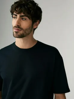 Next Black Relaxed Fit Heavyweight T-Shirts 3 Pack Outlet