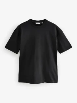 Next Black Relaxed Fit Heavyweight T-Shirts 3 Pack Outlet