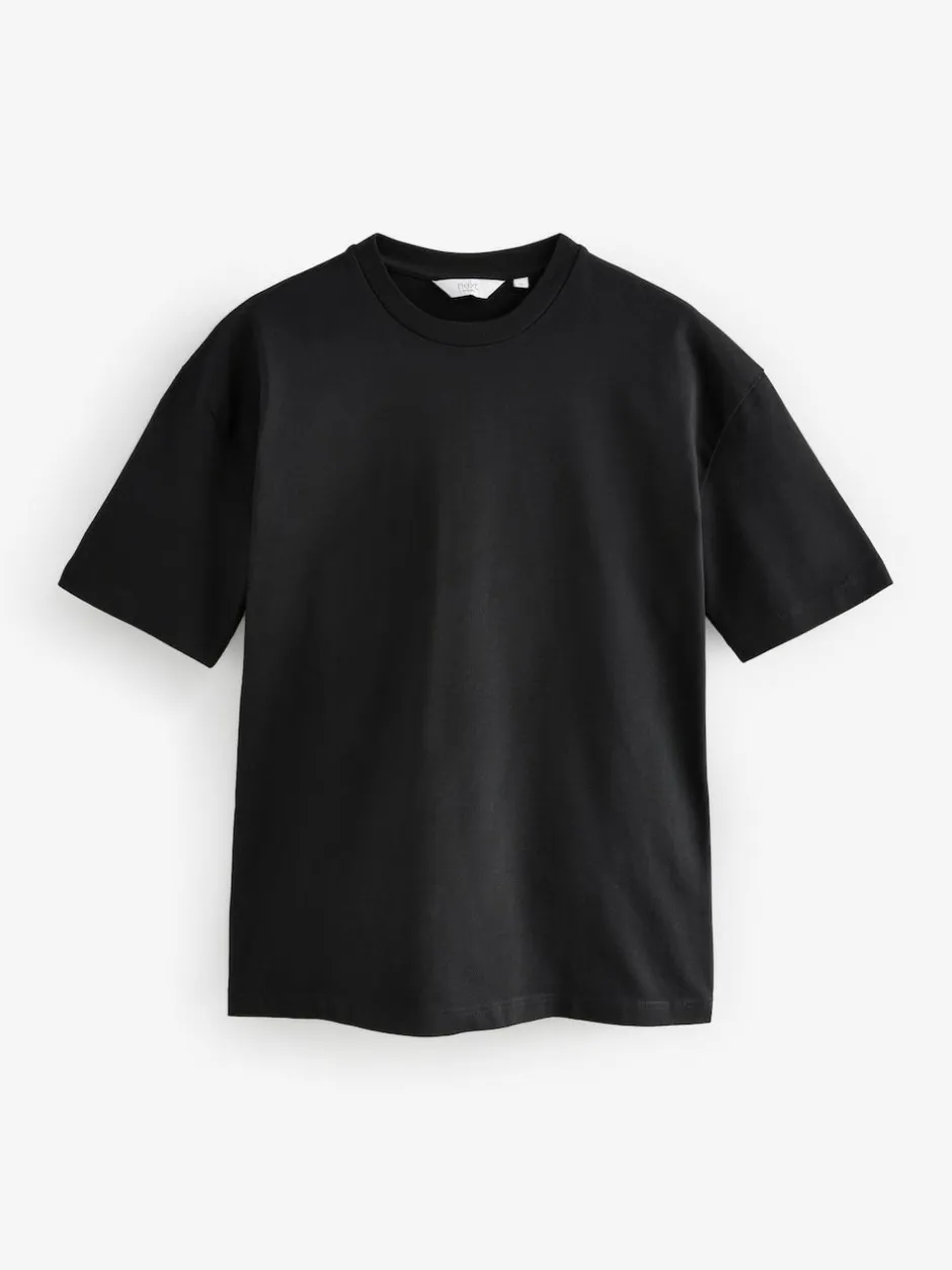 Next Black Relaxed Fit Heavyweight T-Shirts 3 Pack Outlet